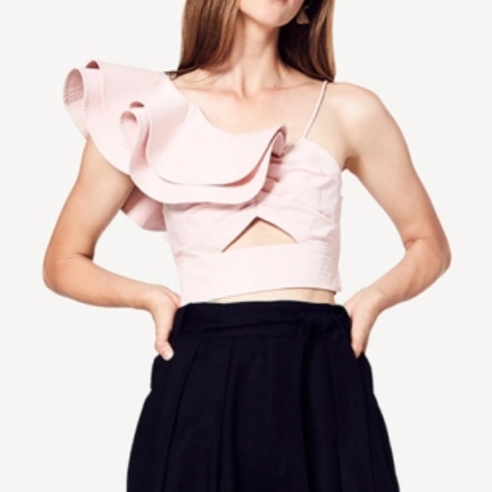 Fame and partners The Killing White ruffled cropped top